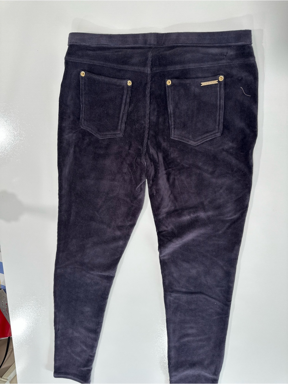 MICHAEL Michael Kors Navy Skinny Corduroy Jeans with Gold Hardware